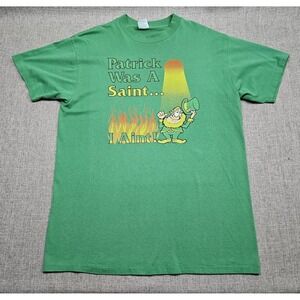 VINTAGE St Patricks Day Shirt Mens XL Green Leprechaun USA Funny